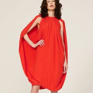 ATLEIN Rent the Runway Silk Red Cape Dress made in France sz S $1143!!